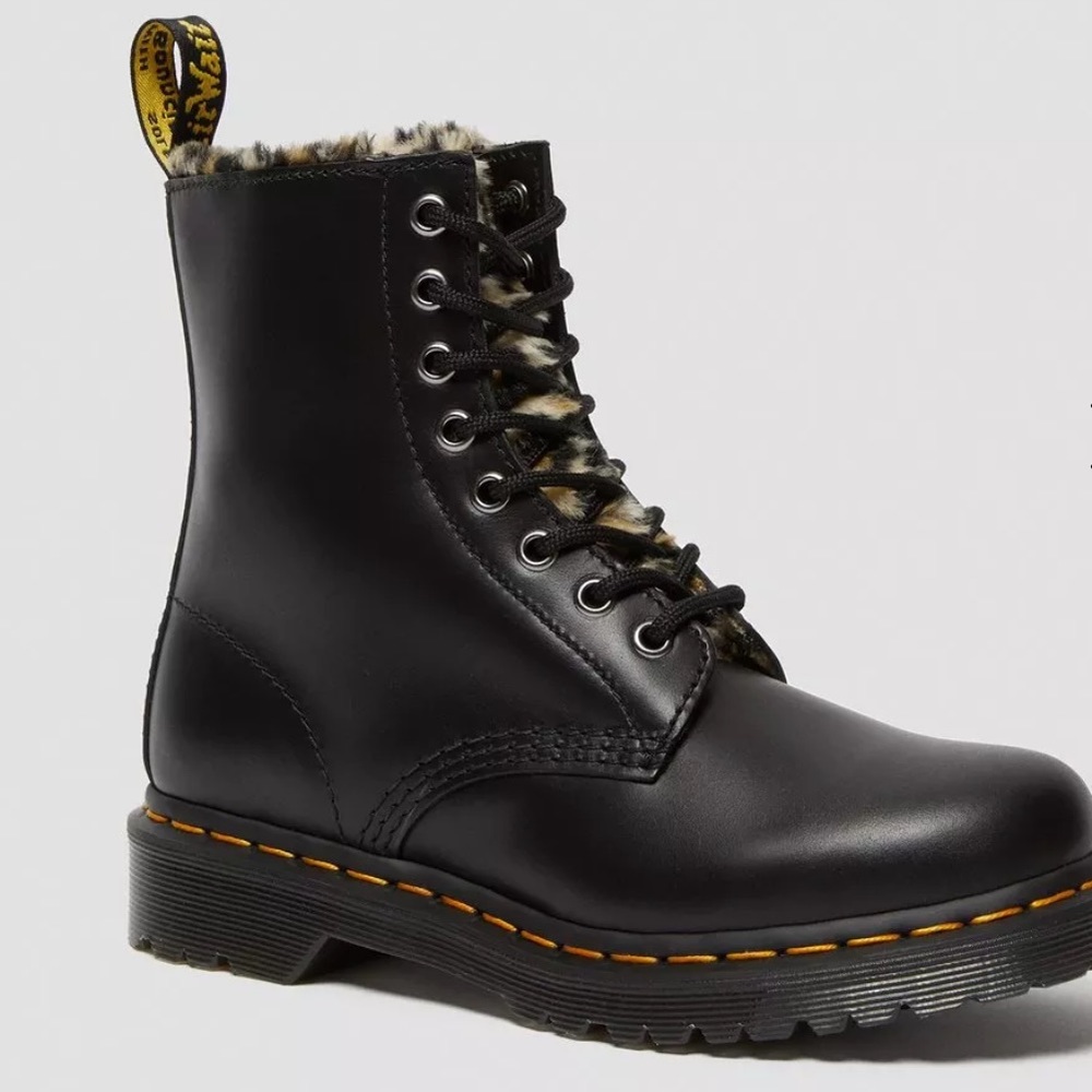 Dr. Martens 1460 Serena Leo Faux Fur Lined Lace Up Boots